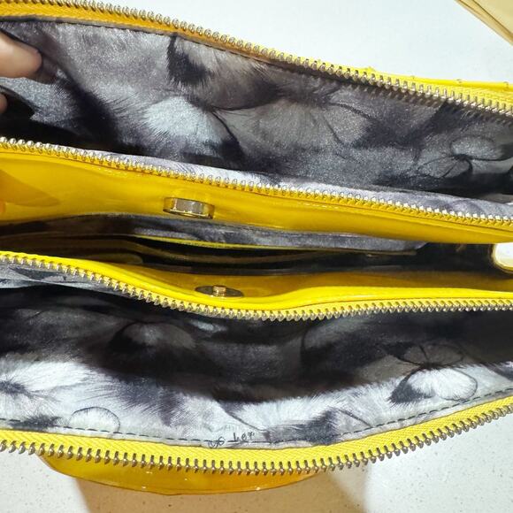Ted Baker Patent Leather Yellow Tote Bag Purse - Picture 9 of 10